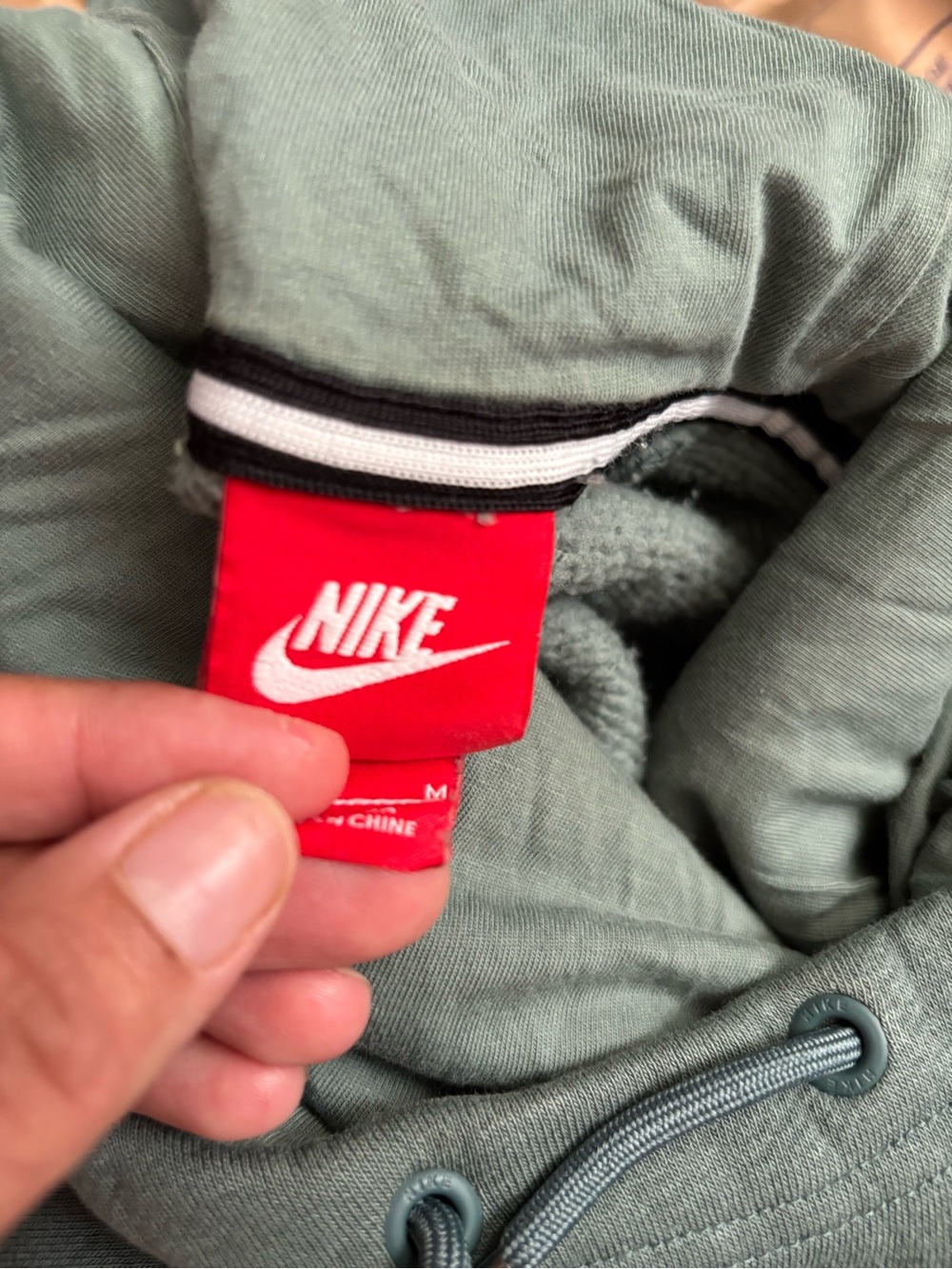 Nike Womens Olive Green Funnel Cowl Neck Fleece Pullover Hoodie Sweatshirt M⁠ - Picture 9 of 10
